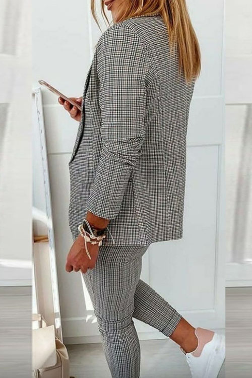 Nonnadress plaid casual suit Two Piece Set