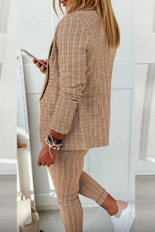 Nonnadress plaid casual suit Two Piece Set