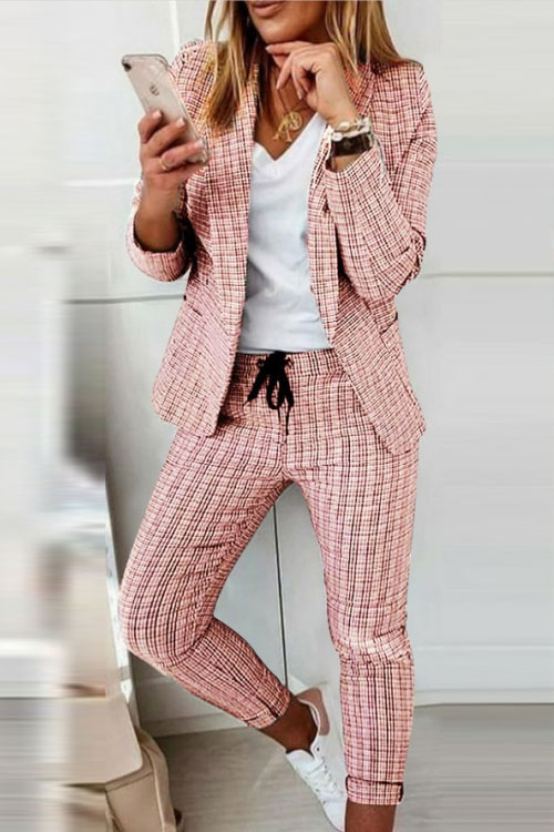 Nonnadress plaid casual suit Two Piece Set