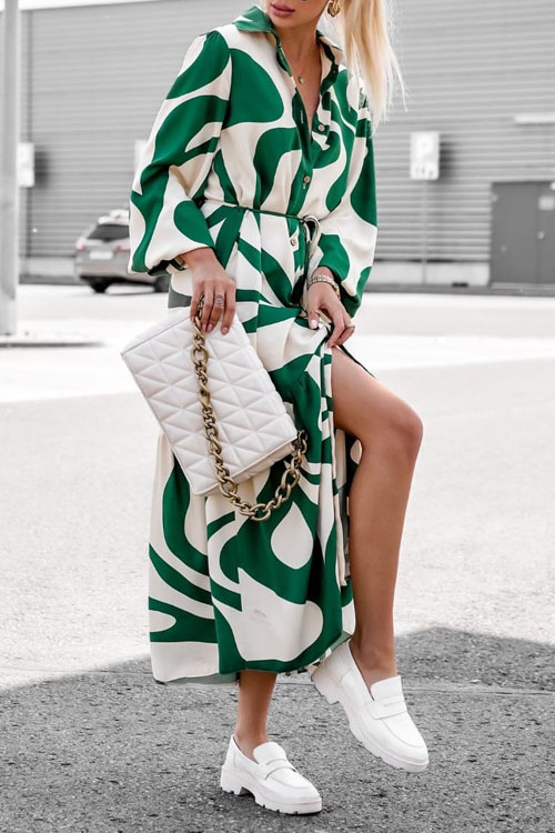 Nonnadress Digital Print Loose Shirt Dress