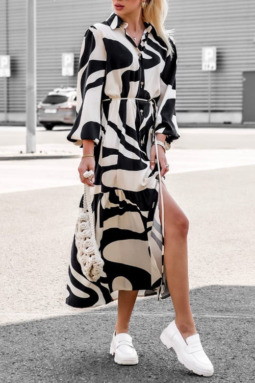 Nonnadress Digital Print Loose Shirt Dress