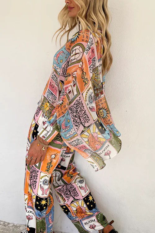 Nonnadress Batwing Sleeve Printed Loose Two-piece