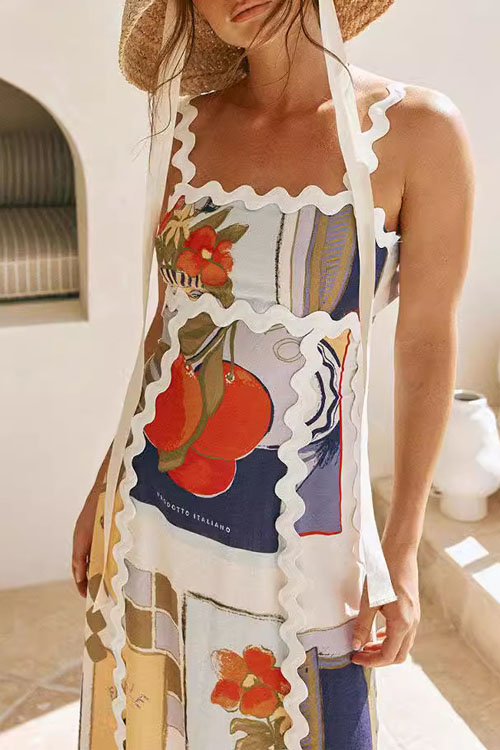 Nonnadress Wave Pattern Printed Patchwork Dress