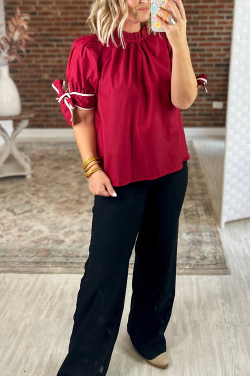 Nonnadress Satin Ruffle Neckline Bow Tie Cuff Top