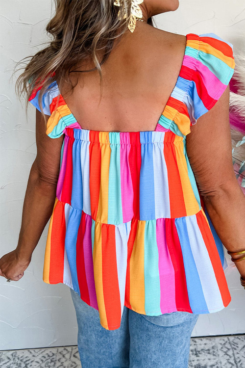 Nonnadress Summer Halter Colourful Stripe Sleeveless Top