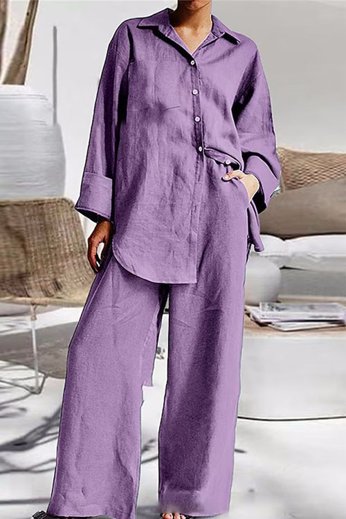 Nonnadress Nine-quarter Sleeve Loose Shirt and Pants Two-piece Set