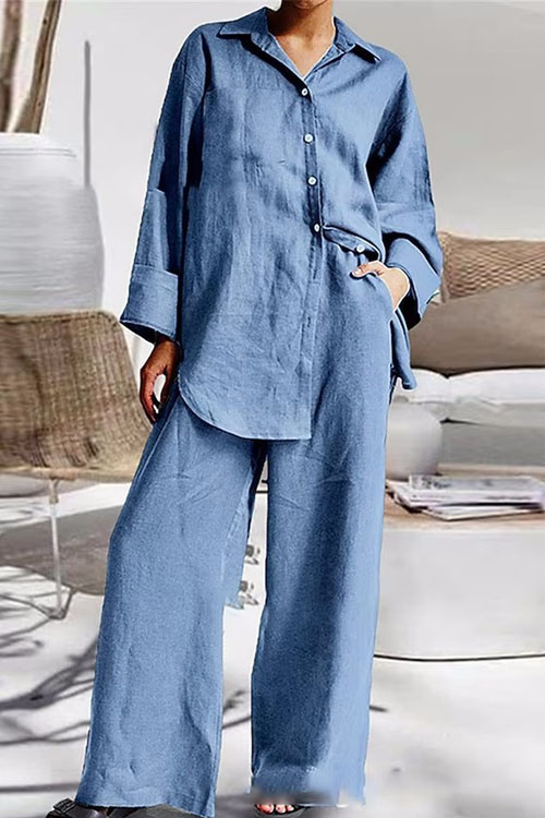 Nonnadress Nine-quarter Sleeve Loose Shirt and Pants Two-piece Set