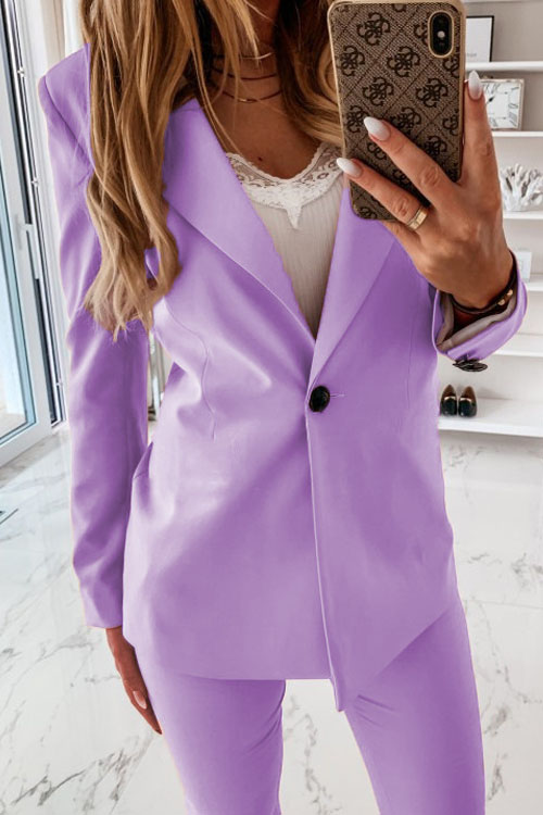 Nonnadress Long-sleeved Solid Color Suit Collar Buttoned Suit Jacket