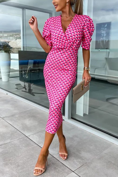 Nonnadress High-waisted Hip-hugging Printed Slim-fit One-step Dress