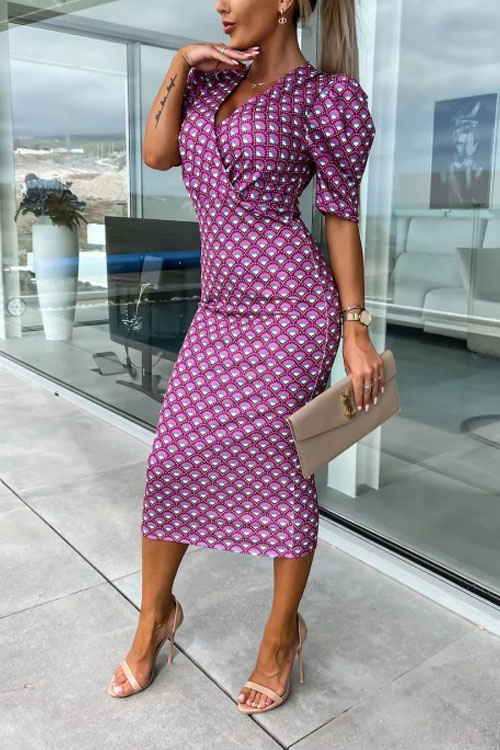 Nonnadress High-waisted Hip-hugging Printed Slim-fit One-step Dress