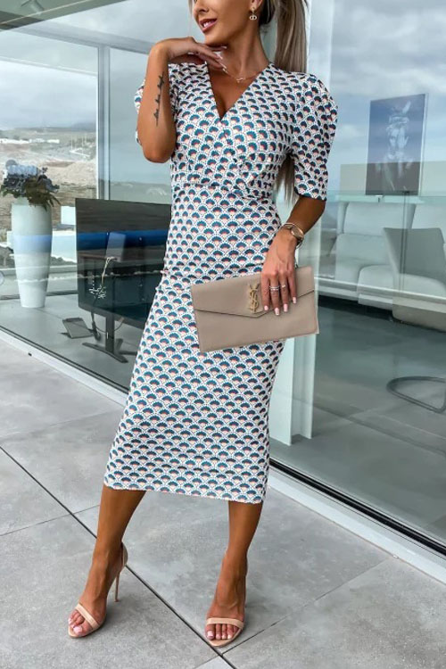 Nonnadress High-waisted Hip-hugging Printed Slim-fit One-step Dress