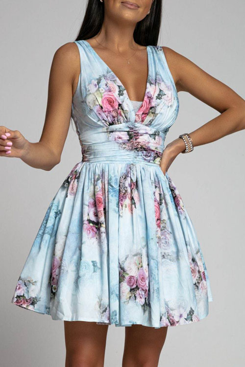 Secret Garden V-Neck Sleeveless Mini Dress