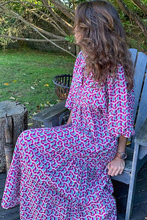 Bohemian Lantern Sleeves Long Print Swing Dress