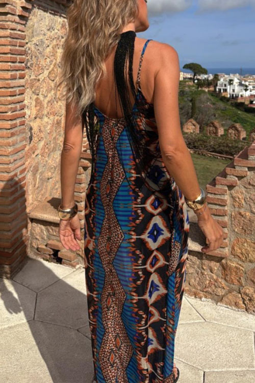 Nonnadress Summer Positioning Printed Hem Long Dress