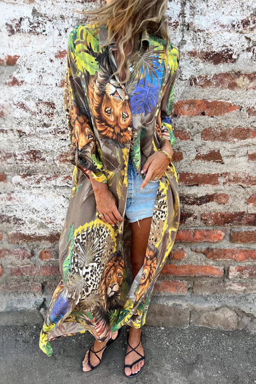 Nonnadress Digital Printed Long Sleeve Shirt Long Cardigan