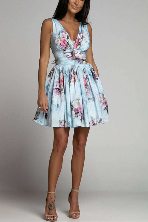 Secret Garden V-Neck Sleeveless Mini Dress