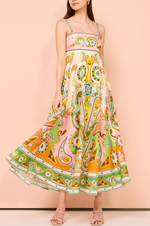 Nonnadress Halter Printed High Waist Swing Dress