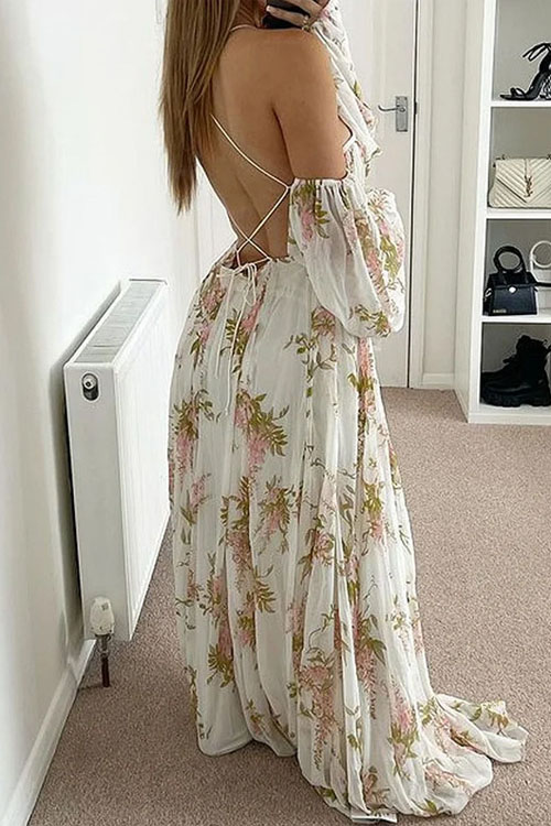 Nonnadress Elegant Spaghetti Strap Loose Long Sleeve Dress