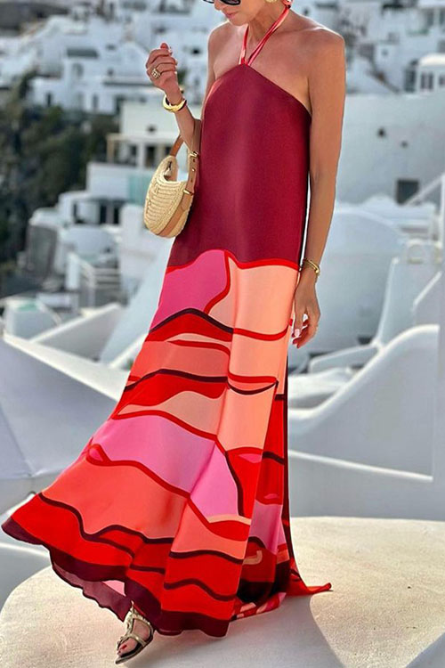 Nonnadress Stylish Neckless Backless Printed Dress