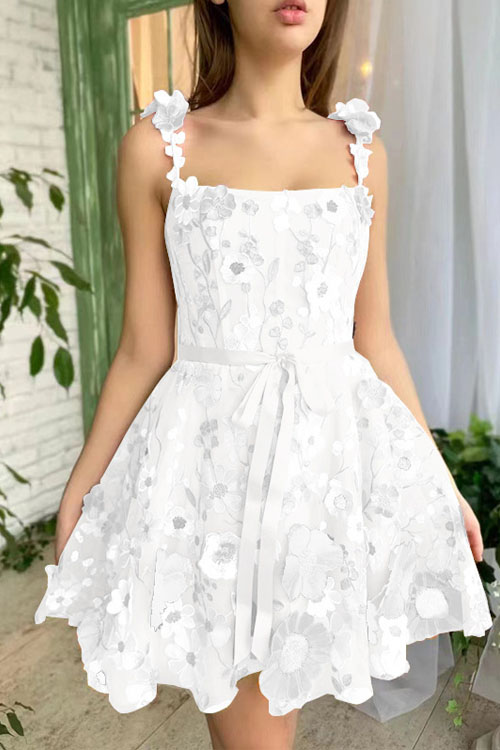 Nonnadress Stereo Flower Embroidered Hip Dress