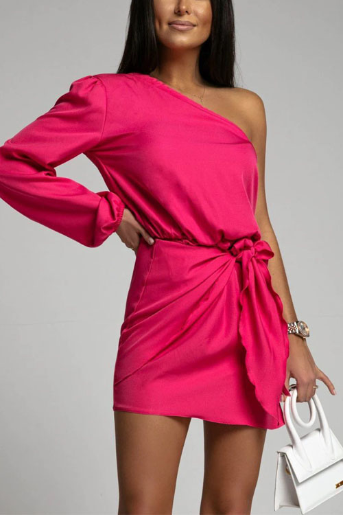 Nonnadress Printed One-Shoulder Strap Self-Adjusting Dress