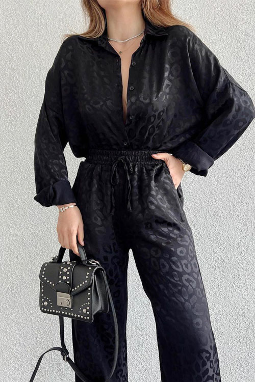 Nonnadress Loose Leopard Print Casual Women's Suit