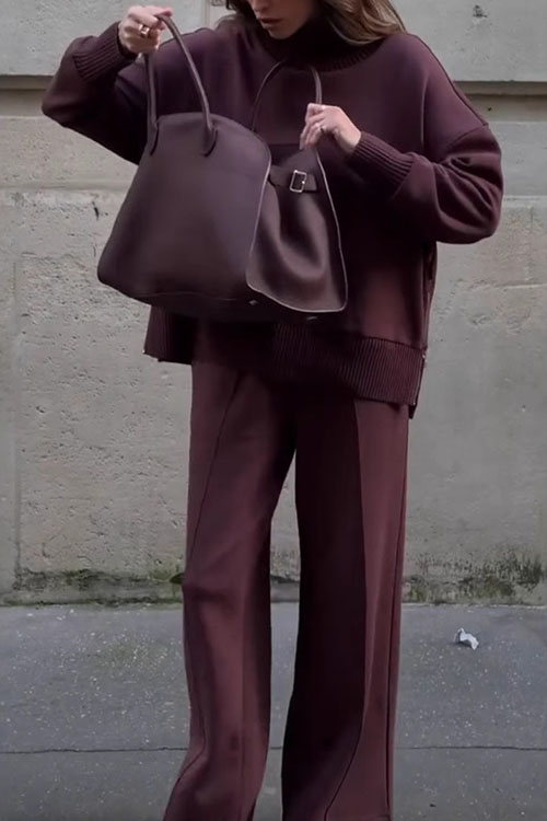 Nonnadress Long Sleeve Sweatshirt Casual Pocket Trousers Two-piece Set