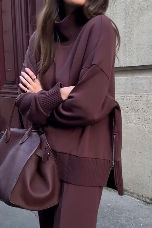 Nonnadress Long Sleeve Sweatshirt Casual Pocket Trousers Two-piece Set