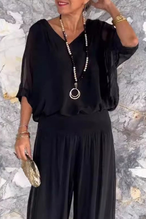 Nonnadress Summer Solid Colour Chiffon Casual Suit