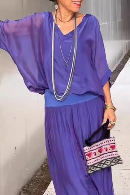 Nonnadress Summer Solid Colour Chiffon Casual Suit