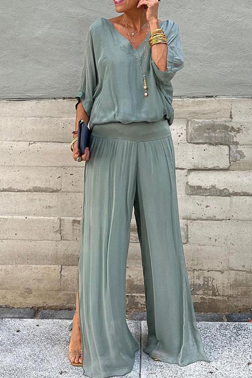 Nonnadress Summer Solid Colour Chiffon Casual Suit