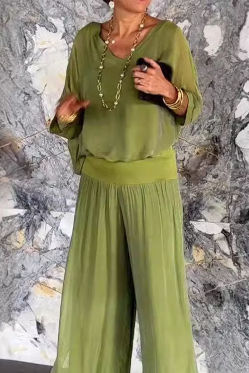 Nonnadress Summer Solid Colour Chiffon Casual Suit