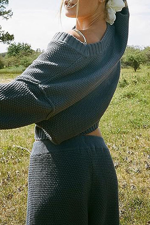 Nonnadress Simple Solid Color Casual Cardigan Set