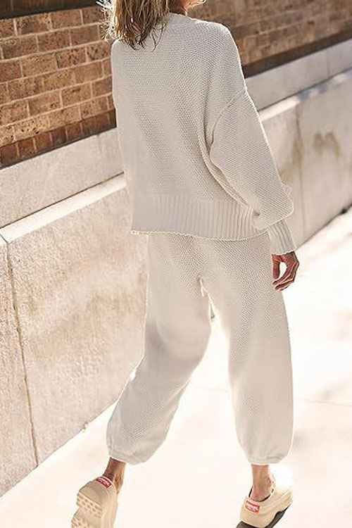 Nonnadress Simple Solid Color Casual Cardigan Set