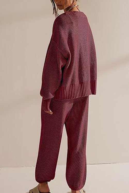 Nonnadress Simple Solid Color Casual Cardigan Set