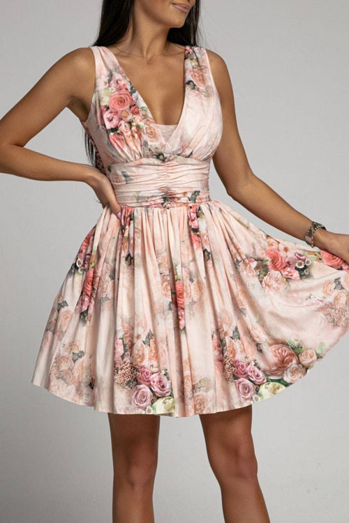 Secret Garden V-Neck Sleeveless Mini Dress