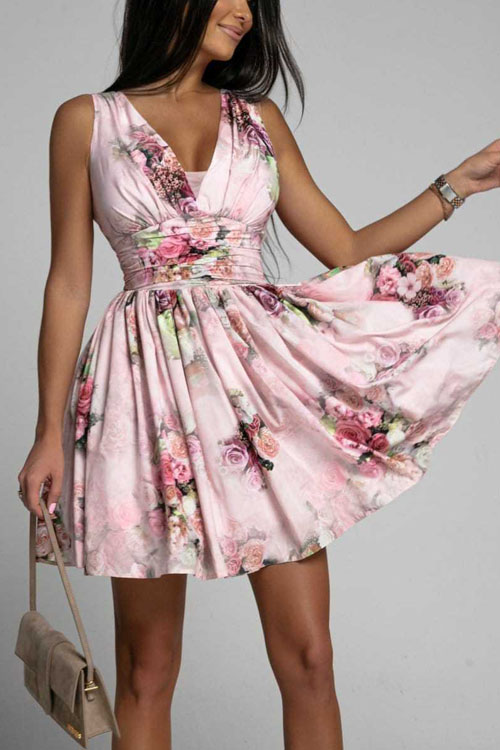 Secret Garden V-Neck Sleeveless Mini Dress