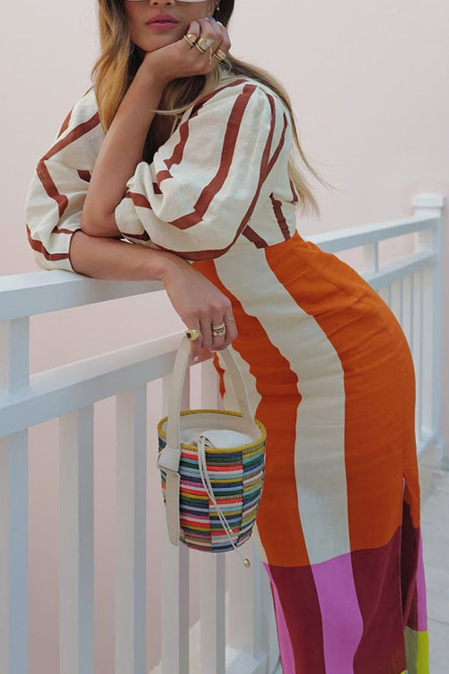 Nonnadress  Vacation printed linen dress