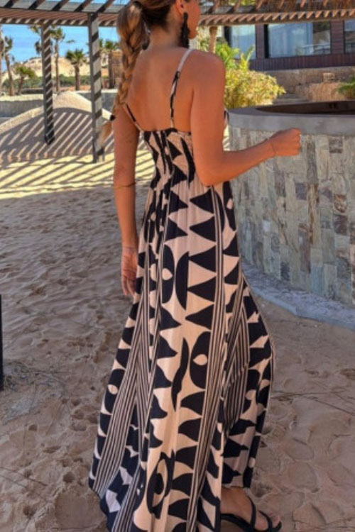 Nonnadress V-Neck Printed Swing Beach Vacation Dress