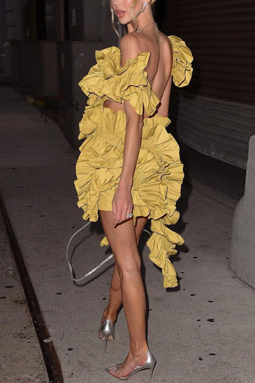 Nonnadress Pressed pleated open back rolled hem dress