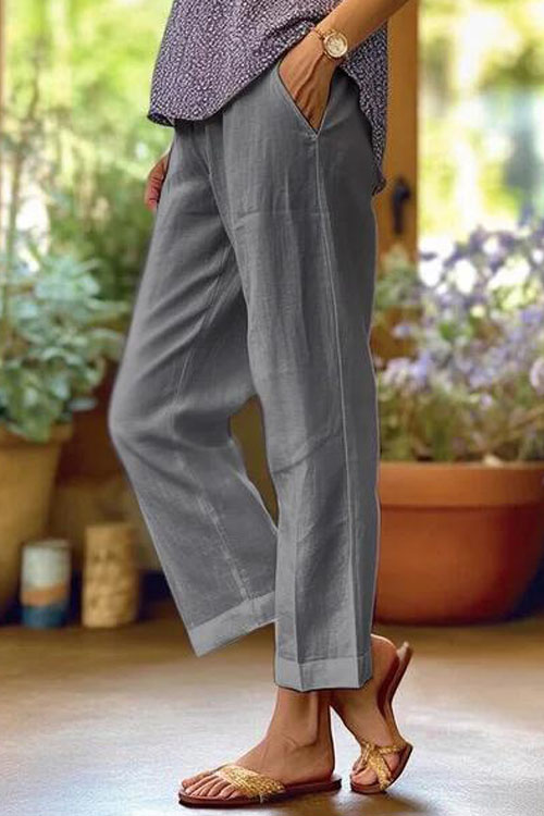 Nonnadress Cotton and linen loose solid color casual pants