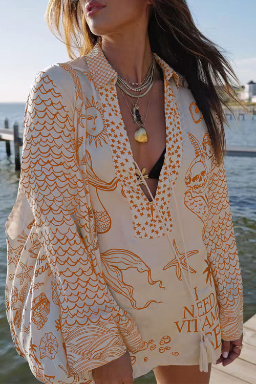 Nonnadress Casual Position Print Satin Two-Piece Set