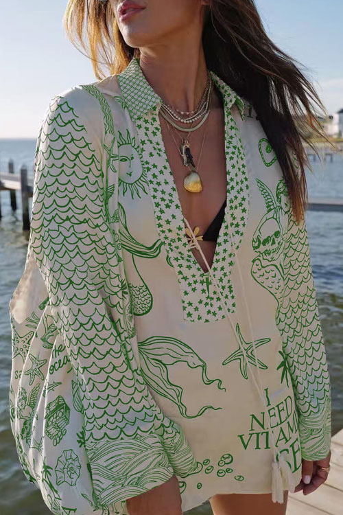 Nonnadress Casual Position Print Satin Two-Piece Set