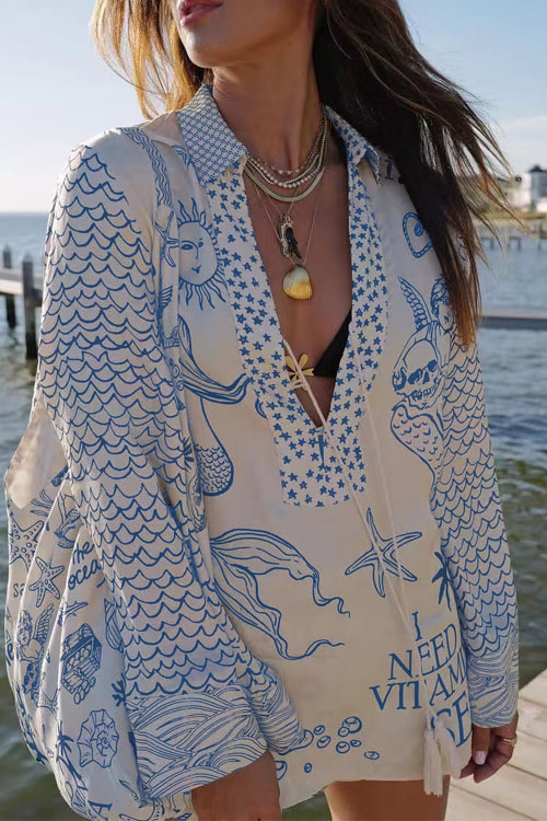 Nonnadress Casual Position Print Satin Two-Piece Set