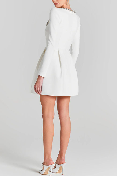 Nonnadress Elegant square neck diamond short velvet dress