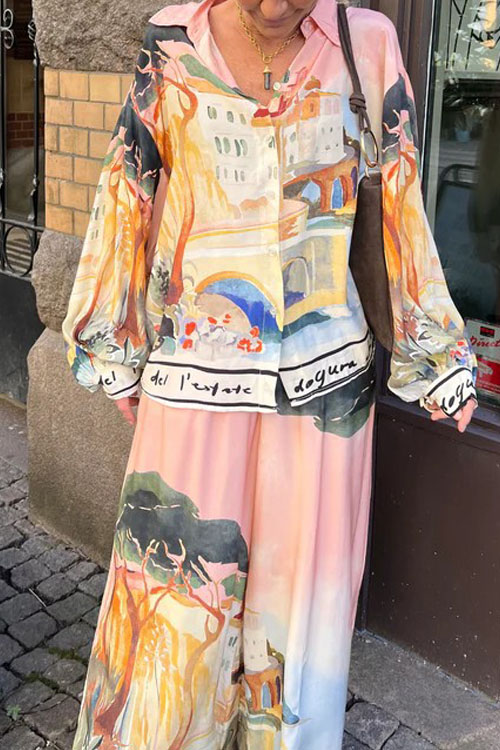 Nonnadress Retro casual loose short-sleeved holiday floral shirt suit