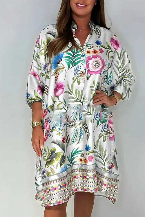Nonnadress  Fashion V-neck printed casual dress