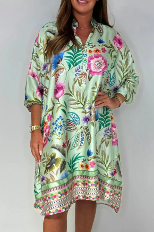 Nonnadress  Fashion V-neck printed casual dress