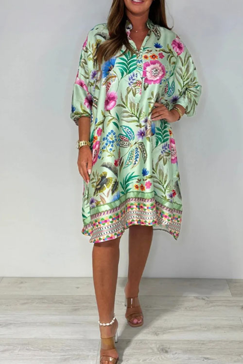 Nonnadress  Fashion V-neck printed casual dress