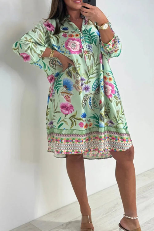 Nonnadress  Fashion V-neck printed casual dress